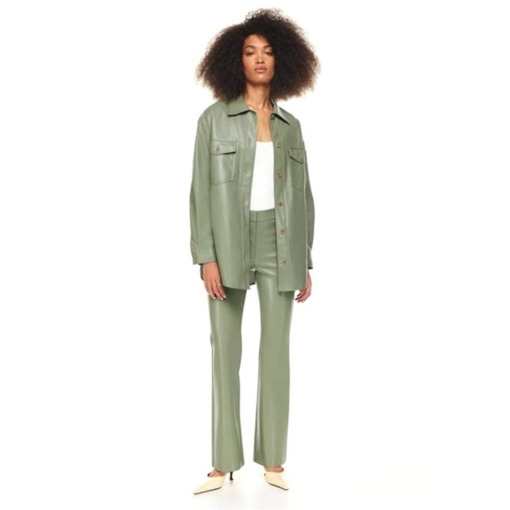 Wilfred Ganna  Faux leather shirt jacket